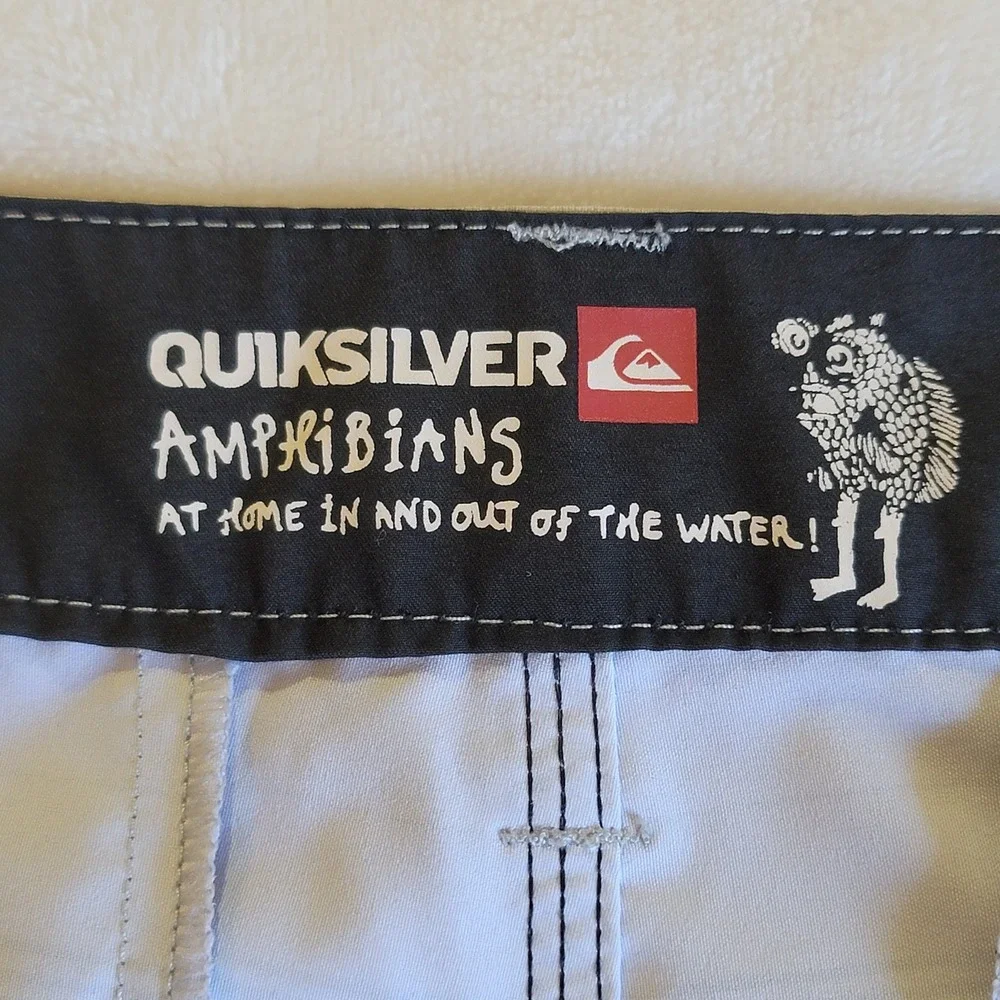 Quiksilver Amphibians Hybrid Shorts‎ Mens 32 Grey Striped Boardshorts Quick-dry